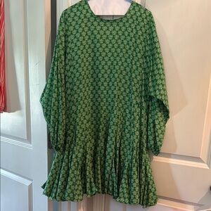 RHODE Green Ruched Tiered Sundress
